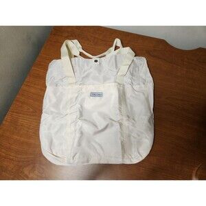 HXLGMD Beige Foldable Nylon Tote Bag For Women With Zippered Pockets 16 X 16